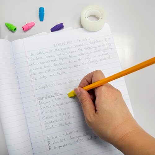 BAZIC Products Neon Pencil-Top Eraser Caps, Latex-Free, PVC-Free, 120 Count