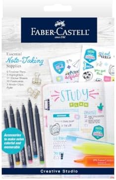 Faber-Castell Essential Note Taking Supplies - Studying Essentials Set with 6 Fineliner Journal Pens, College School Supplies, Stationary and Planner Accessories