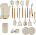 OVENTE Silicone Cooking Utensils Set, 17pcs, Heat Resistant, Cream SPS17CR