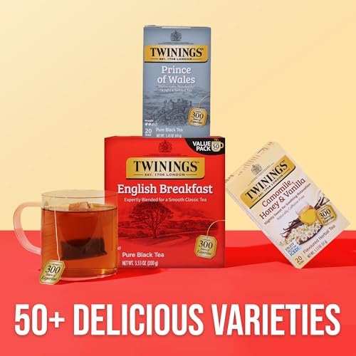Twinings Prince of Wales Black Caffeinated Tea Bags, 20 CT Box (6 Pack)