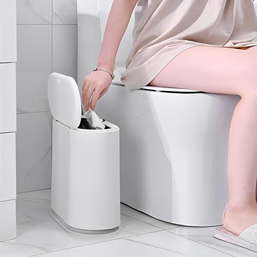 Sooyee 10L Rectangular Plastic Trash Can, Cream White