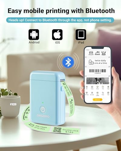 ORGBRO Label Maker, Bluetooth Label Maker Machine with Tape, X1-Blue