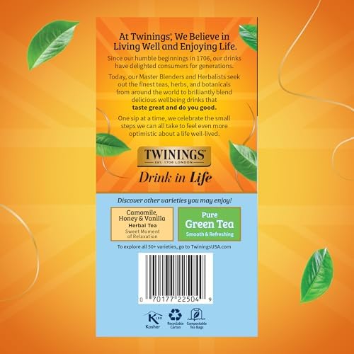 Twinings Pure Camomile Herbal Caffeine-Free Tea Bags, 50 CT Box (6 Pack)