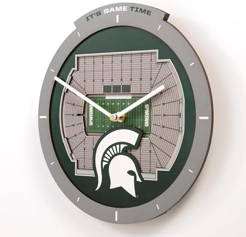 YouTheFan NCAA Michigan State Spartans StadiumView 3D Wall Clock