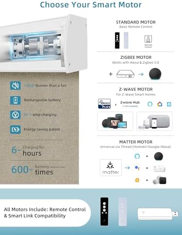 SmartWings Motorized Smart Roller Shades, 100% Blackout Safari Biscuit
