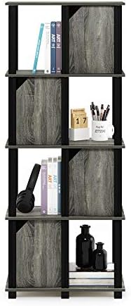 Furinno 19211GYWBK Brahms Storage Shelf, 5-Tier, French Oak Grey/Black