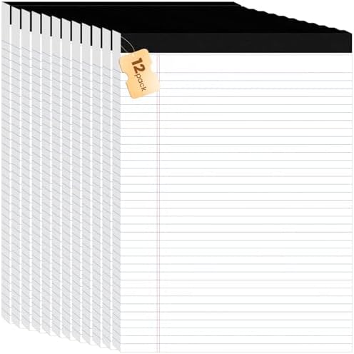 12pcs Legal Pads 8.5 x 11, Perforated White Notepad 8.5x11, 50Sheets/Pad