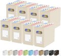 Oterri Portable Collapsible Cardboard File Box with Handle for Letter-Size | 8-Pack. Stainless Steel Handle. Label Stickers Included. Fits Letter Folders (Not Included). Home, Office, School, Dorm, Tax.