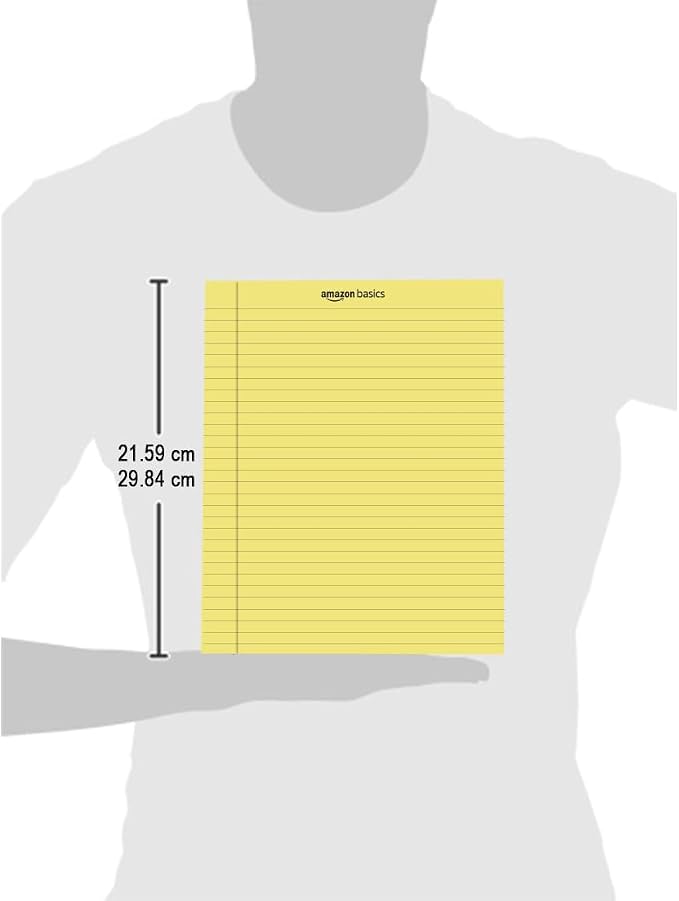 Amazon Basics Legal/Wide Ruled 8.5 x 11.75 inch Legal Pad, Canary, 72 Count (Pack of 12), 50 sheets per pad, 6 packs per carton