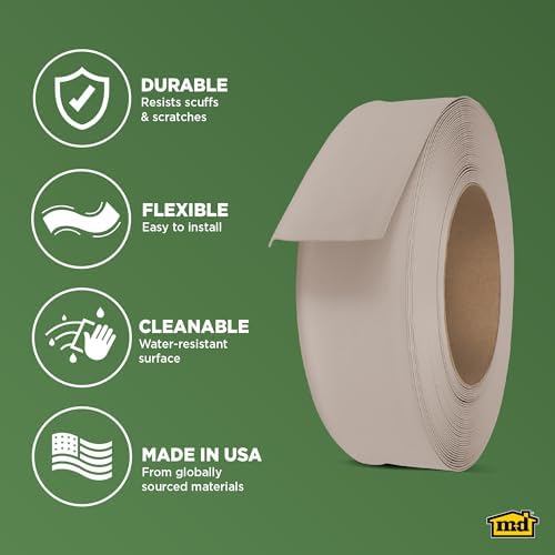 MD Building Vinyl Wall Base, Desert Beige, 4in x 120ft Dry Back