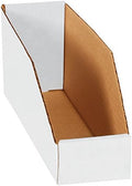 Top Pack Supply Open Top Bin Boxes, 3" x 12" x 4 1/2", White (Pack of 50)