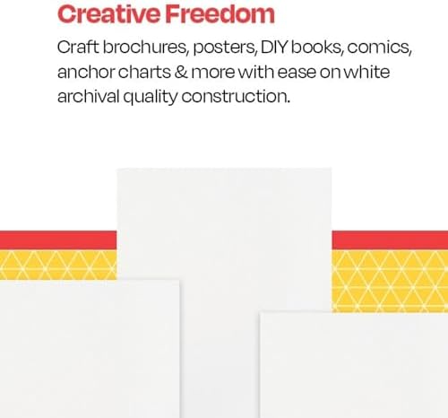School Smart Folding Bristol Board, 12 x 18 Inches, White, Pack of 100