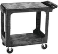 Rubbermaid Commercial Products 2-Shelf Utility/Service Cart, Small, Flat Shelves, Storage Handle, 500 lbs. Capacity, for Warehouse/Garage/Cleaning/Manufacturing
