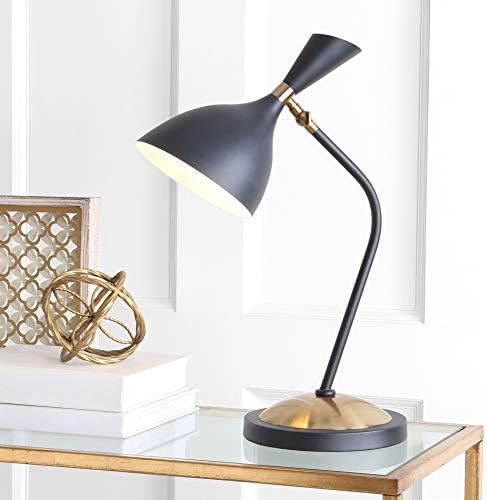 JONATHAN Y Albert 21.5" Mid-Century LED Metal Desk Lamp, Black/Brass Gold