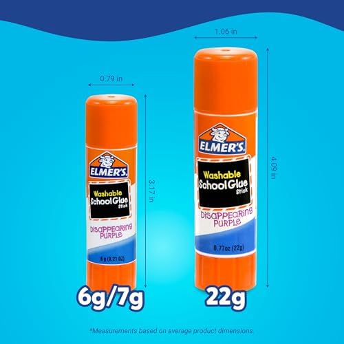Elmer's Disappearing Purple School Glue Sticks, Washable, 22 Grams, 3 Count - Poster, Vision Board, Back to School Supplies, #1 Teacher Brand
