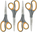 Westcott 8-Inch Titanium Bonded Straight Scissors, Soft Handle, Gray/Yellow, 4-Pack