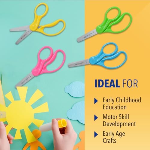 Westcott 5" Hard Handle Kids Scissors, Blunt, Assorted Colors, 2-Pack