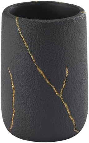 Nicole Miller - Tumbler, Resin Countertop Accessories, Dorm Room Essentials (Sydney Collection, Black/Gold)