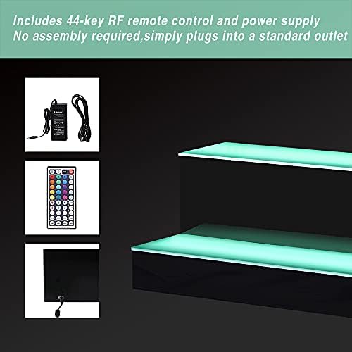 MESAlLUP Acrylic 16 Inch 2 Tier LED Liquor Bottle Display Shelf, Lighted Bar Shelves with APP or Remote Control, Mulit Color Lighting for Home Mini Bars Decor, Restaurants & Party Use