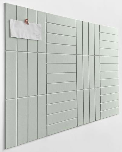 Slated Felt Bulletin Board Tiles | Cork Board Alternative for Walls | Wall Panels for Office & Home Decor | Aesthetic Pinboard & Photo Board | 12-Pack (11.8" x 11.8") with Adhesive | Mint