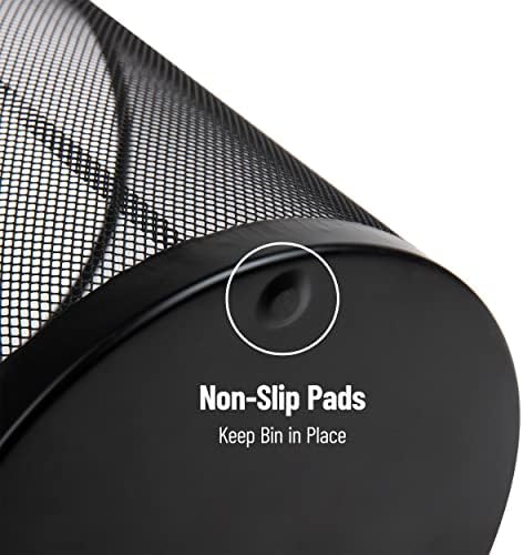 Mind Reader Mesh Trash Can, Set of 3, Waste Paper Basket, Round, Office, Metal Mesh, 11.5" L x 11.5" W x 13.75" H, Black