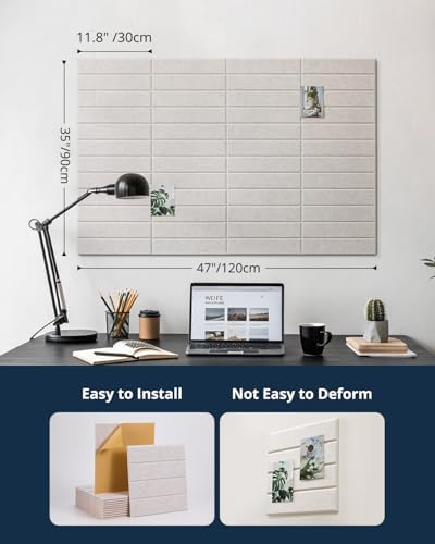 Cork Board, 48"x36" Felt Bulletin Board with Self Adhesive Camel
