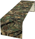 Forest Camouflage Table Runner, Camo Conifer Oak Branches Leaves Military Mossy Lodge Country Camp Cabin Theme Dinner Table Runner for Home Kitchen Dining Table Decoration 13"x36"