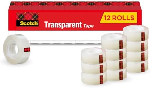 Scotch Transparent Tape, Clear Tape, 1 Inch Core, 3/4 in x 1000 in