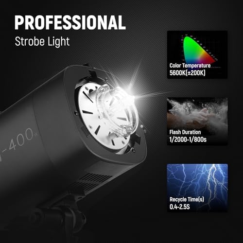 NEEWER 800Ws Studio Monolight Flash Light Kit (2 Pack), S101-400W 5600K Strobe Light with 150W Modeling Lamp/Bowens Mount/Softbox/Stand/Reflector/RT-16 Trigger/Bag for Portrait Product Photography