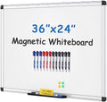 VIZ-PRO Magnetic Whiteboard/Dry Erase Board, 36 X 24 Inches, with 1 Eraser & 14 Markers & 4 Magnets