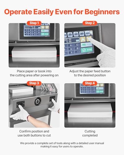 VEVOR Electric Paper Cutter, Metal Programmable Paper Cutter Machine, 17.99 inch Cutting Width, 2.28 inch Cutting Thickness, Electric Hydraulic Guillotine Trimmer with Infrared Function & Spare Blade
