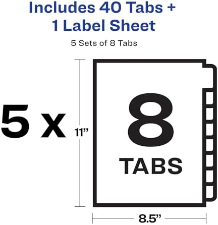 Avery® Index Maker® Clear Label Dividers, 8-Tab, White, 50 Sets