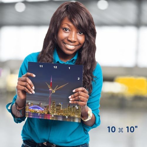 3dRose Wall Clock Silent - 10 inch - City Skyline at Dusk. Toronto, Ontario, Canada - Cityscapes