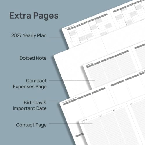 POPRUN 2027 Daily Planner One Page Per Day, Large 8.5" x 12", Day Planner