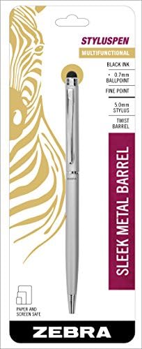 Zebra Pen StylusPen Silver Ballpoint Pen, Black Ink, 0.7mm, 1-Pack