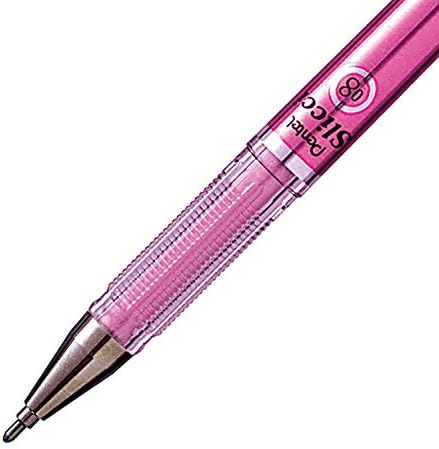 Pentel Arts Slicci Metallic 0.8 mm Needle Tip Gel Pen, Metallic Pink Ink, Box of 12 (BG208-Mp)