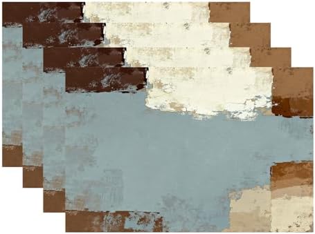 Batmerry Deep Grey Retro Oil Paint Placemats,Grey Abstract Oil Washable Linen Table Mats for Kitchen Table Double Insulation Decor Dining Set Indoor Outdoor 12X18 in Set of 4
