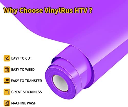 VinylRus Heat Transfer Vinyl, Purple, 12" x 20ft