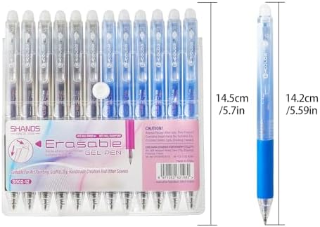 12Pcs Retractable Erasable Gel Pens Clicker,Fine Point 0.7mm Smooth Writing Pens,For Writing Journaling Taking Notes School Office Home. (6Black+6Blue)