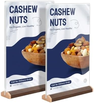 LIANHELILAI 2 Pack 8.5X11 Acrylic Sign Holder Double-side Display Stand Vertical Tabletop for Coffee Shop/Restaurant Menu Stall/Exhibitions/Hotel/Office Display Show Holder