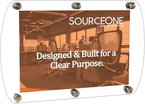Source One Deluxe Clear Acrylic Standoff Sign Holders 1 Sign, 2 Sign & 3 Signs Available (Custom, 1 Pack)