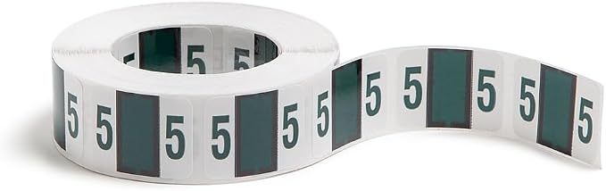 Smead BCCRN Bar-Style Color-Coded Numeric Label, 5, Label Roll, Dark Green, 500 Labels per Roll (67375)