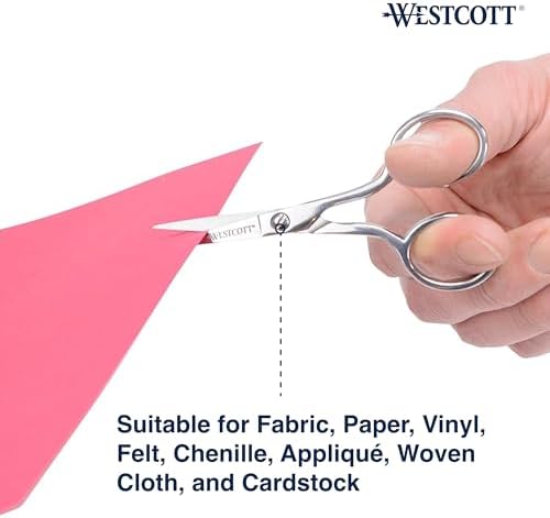 Westcott 4in Forged Paper and Fabric Scissors, Precision Scissors for Embroidery Detail, Sewing and Crafts