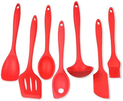 Chef Craft 42077 7 Piece Silicone Kitchen Tool and Utensil Set, Red