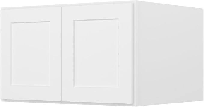 Furinno Shaker Wall Refrigerator Top Kitchen Cabinet, 2-Doors, White | 24 D x 30 W x 18 H, Adjustable Hinges, Soft-Close Shaker-Style Door, Ready to Assemble, Plywood, for Pantry, Dining Room
