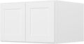 Furinno Shaker Wall Refrigerator Top Kitchen Cabinet, 2-Doors, White | 24 D x 30 W x 18 H, Adjustable Hinges, Soft-Close Shaker-Style Door, Ready to Assemble, Plywood, for Pantry, Dining Room
