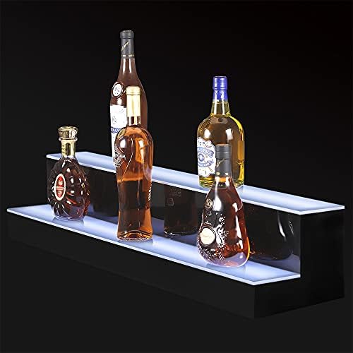 MESAlLUP Acrylic 40 Inch 2 Tier LED Liquor Bottle Display Shelf, Lighted Bar Shelves with APP or Remote Control, Mulit Color Lighting for Home Mini Bars Decor, Restaurants & Party Use