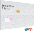 DOLLAR BOSS Felt Cork Board Tiles 6 Pcs 12"x12" Bulletin Board, Light Grey