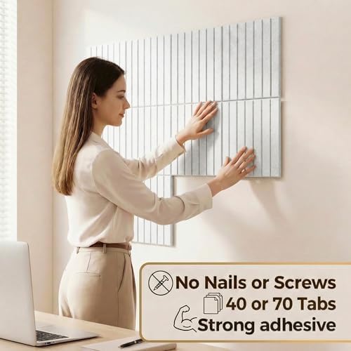 AHEONLAR Felt Bulletin Board 48" x 36", Cork Boards for Walls, 12 Pack Bulletin Board Large Cork Board for Office, Felt Boards with 70 Safe Removable Adhesive Tabs Wall Decor for Home(White)