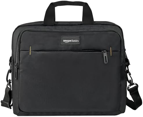 Amazon Basics Laptop Carrying Case with Shoulder Strap and Handle, Large Capacity, Black, 15.6 in (Pack of 6)